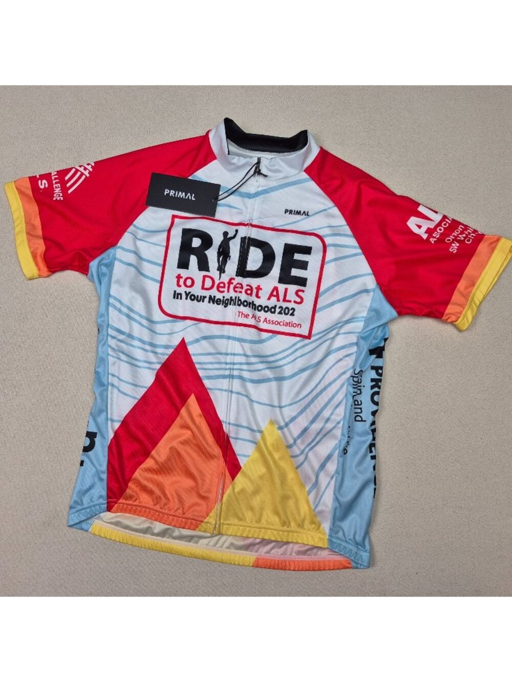 Primal Men's Ride to Defeat ALS Cycling Jersey Sz L NWT